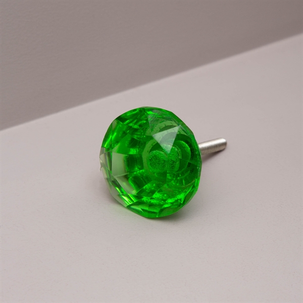 Green glass diamond knob Large